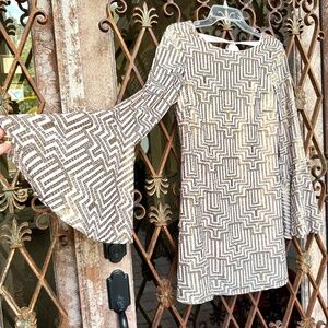 Free People Sequin Bell Sleeve Mini Dress XS, S ~ Worn Once